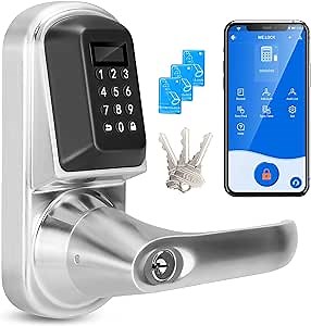 WE.LOCK PCB H20 Smart Lock Front Door with Handle Smart Lever Door Lock with Bluetooth keypad Keyless Entry Door Lock for Home Office Apartment Hotel Exterior Door