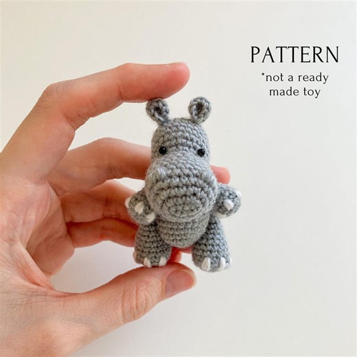 Mini Crochet Hippo Pattern – Amigurumi PDF Tutorial – Cute Tiny Toy – Beginner-friendly DIY Project - Etsy