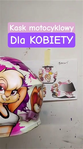 Shoei neotec malowany aerografem dla #motogirl z motywem #lolabunny