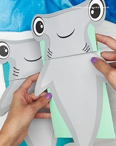 Quick hammerhead puppet craft. Grab the printable pattern to make with the kids ⤵️ | Simple Everyday Mom