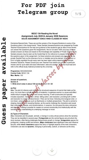 BEGC 134 solved Assignment for July 2025 & January 2026 Pdf Available #ignou #ignousolvedassignment