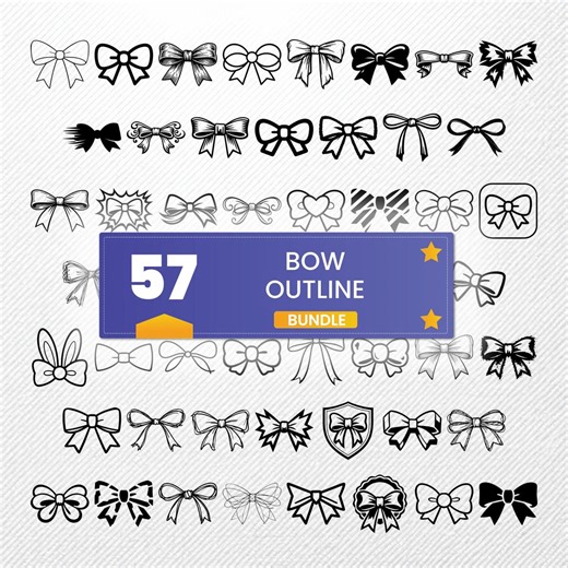 Bow Outline SVG Bundle | 57 Clipart PNG Eps PDF Dxf | Vector Graphics for Print on Demand & Crafts - Etsy