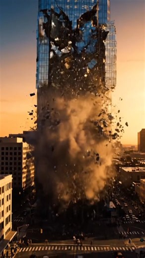 Golden Hour Catastrophe | Downtown Glass Tower Progressive Collapse – AI Alternate Earth #gustfront