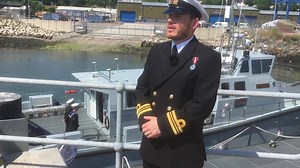 The shallow waters survey ship HMS Magpie has been officially accepted into the Fleet at a ceremony in Devonport today. Her first commanding officer, Lieutenant Commander Will Alexander, is proud of his command and ship’s company. He is looking forward to a highly capable future protecting the UK coast in one of the smallest ships in the Fleet. | HM Naval Base Devonport