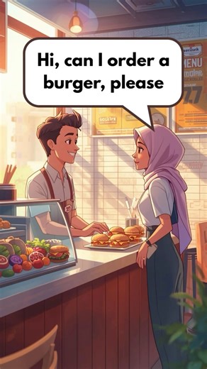 Easy English Speaking Practice | Ordering burger at a Restaurant – #englishforbeginners #food