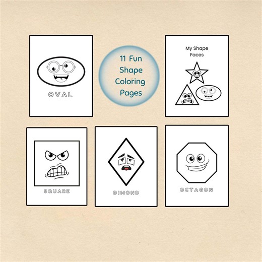 Shape Coloring Pages | Feelings Faces, Preschool Printable (PDF Download) - Etsy