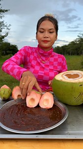 Eating green coconut deliciuos #eating #mukbang #food | Primitive Art