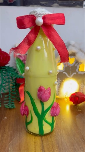 DIY Bottle Art with Pista Shell Tulips | Home Decor Idea#diy#shorts #viralshorts #handmade#craft#yt