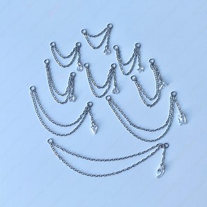 Double Helix Chain With Dangling CZ Charm in Round Pear Teardrop Star Heart Flower Triangle Kite Rhombus Rectangle Marquise Stainless Steel - Etsy