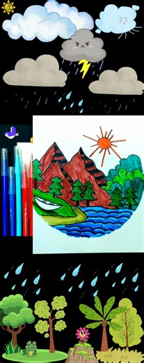 How to Draw & Color a Landscape | Step-by-Step Art Tutorial #shorts #shortsfeed #ytshorts #trending
