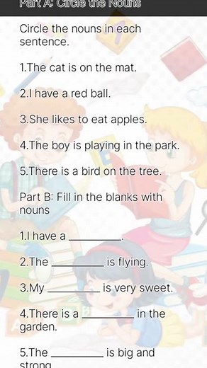 Noun worksheet for 1st, Nouns for grade 1, english work for class 1#english