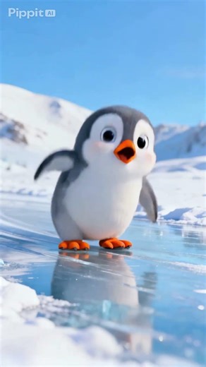 Funny Penguin Slipping on Ice 🐧❄️ Cute & Fun! #shortsanakanak