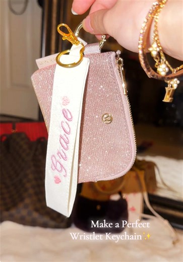 Made this sparkly wristlet keychain for my bestie ✨ Can’t wait for her to get it🥂 #fyp #bestiegift #sparklythings #handmade #wristletkeychain