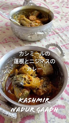 カシミールの蓮根とニジマスのカレー Nadur Gaadh #東京マサラ研究所 #インド料理 #マサラ部屋親方 #カシミール料理