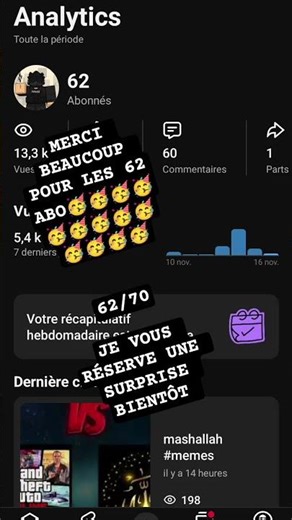 vous voulez quoi comme cadeaux pour les 100 abo