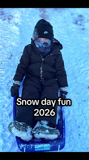 Snow Day 2026! I tried going down the snow pile on the sled… Dustin made it look easy. I went off the back side not down it! We had a ton of fun though! #snowmageddon #snowday #winter #family #boy