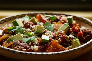 Pork Tinga with Potatoes, Avocado and Fresh Cheese - Rick Bayless