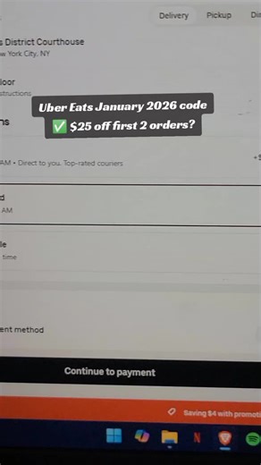 Uber Eats promo codes — January 2026 🍟 ‎These are some Uber Eats promo codes people are using right now. ‎Not guaranteed, but worth testing. ‎1️⃣ 35% Off — HONGERSHOW30 ‎Supposed to give around 35% off orders over $15. ‎Mixed results, but a lot of people say it works. ‎2️⃣ $200 Credit — once per account ⭐ ‎This one is limited to certain accounts and usually works once. ‎Definitely one of the better offers if you’re eligible. ‎3️⃣ $10 Off — SEASONS10 ‎Gives $10 off Four Seasons orders over $25. 