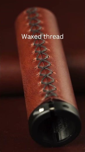 Hand-stitched bike grips, full-grain leather