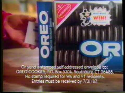 1987 Oreo Cookies "Win a trip to Disneyland" TV Commercial