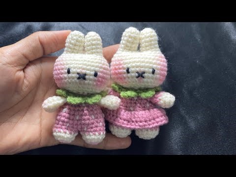 Part 1: How to crochet strawberry miffy/Crochet mini bunny/Crochet plushies tutorial/DIY