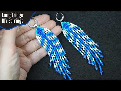 DIY Long Fringe Earrings 🪶Beaded Feather Style Tutorial!