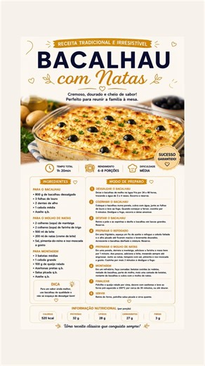 Bacalhau com Natas Tradicional: Cremoso, Fácil e Irresistível!#shorts