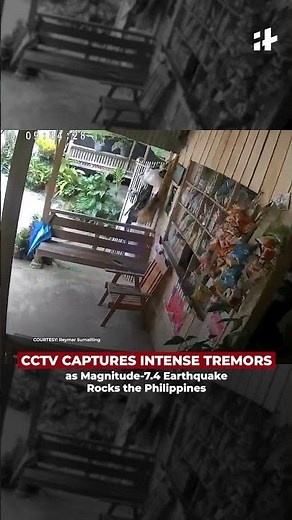CCTV Captures Intense Tremors as Magnitude-7.4 Earthquake Strikes the Philippines