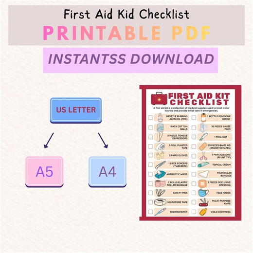 First Aid Kit Checklist Printable, Survival Kit, Medicine & Emergency Supplies, DIY Kit, Emergency Kit, First Aid Home, Emergency Binder PDF - Etsy Canada