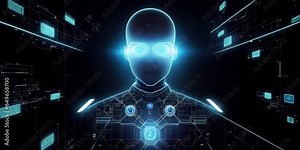 A digital entity taking it's first form from a screen into the three dimensional world, future technology taking over humanity, Generative AI