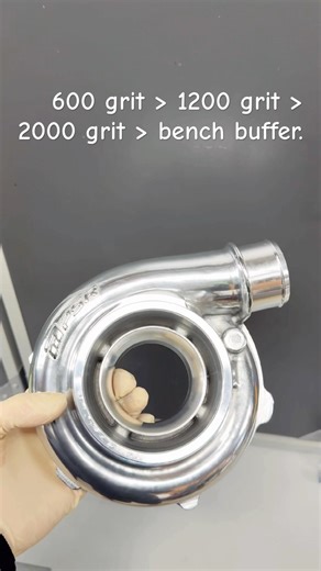 Polishing turbo compressor housing.