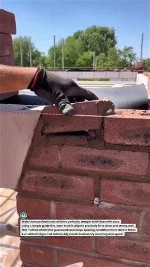 Perfect Brick Line Guide 🔧 Straight Wall Every Time #construction #bricklaying #tools