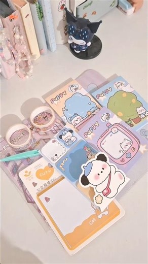 Cute sticky notes haul🐱🩵 #stickynotes #notes #unboxing #asmr #stationarycollection #cute #fyp