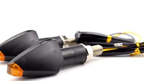 4pcs Mini Motorcycle Turn Signals Lights Indicators,Universal 14 LED Amber Small Stalk Arrow Front Rear Motorbike Blinkers Accessories for Dirt Bike,Scooter (Smoke)