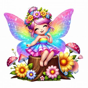 Fairy Clipart, Rainbo Fairy PNG, Vibrant Rainbow Fairy Clipart, 12 High-quality Designs, Magical Art, Printables ,fairy Illustration, Child - Etsy