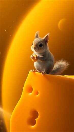 Squirrel’s Cheese Planet Adventure 🚀🧀 You Won’t Believe This! #squirrellife #cheeseplanet #shorts