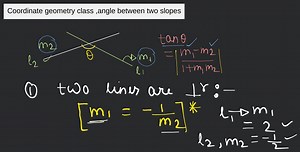 Coordinate geometry class ,angle between two slopes... | Filo