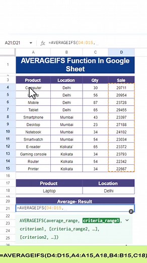 🤯📊Excel Me AVERAGEIFS Function Kaise Use Kare| Multiple Conditions Ke Saath Average #viral #kge