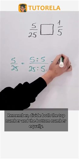 Compare Fractions: 5/25 vs 1/5 | Math Simplification #Math #OperationsWithFractions