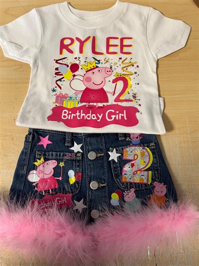 Girls Custom Peppa Pig Birthday Outfit - Etsy
