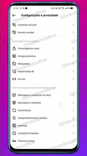 Novo menu de configurações do Instagram