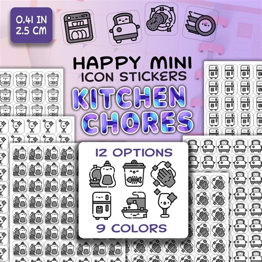 Mini Icon Stickers - Kitchen Chores Reminder Stickers for Agendas. Planners, Hobonichi - Etsy
