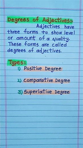 Definition of Degrees of Adjective and its Types