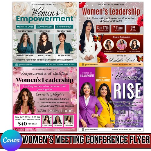 Women's Meeting Conference Event Themed Business Flyers, Conference Flyer Canva Template, Women Empowerment Flyer, Conference Instagram Post - Etsy
