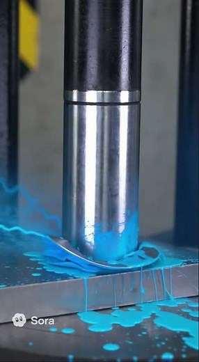 Crushing a Can of Bright Blue Paint! 💙 Splatter and Messy Destruction!