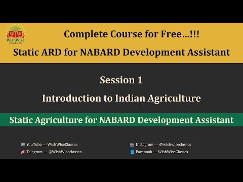 Static Agriculture for NABARD DA 2026 | Introduction to Agriculture | Session 1 | Complete Coverage