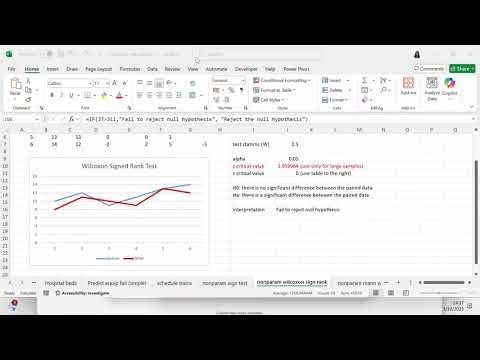 Use Excel to perform a Wilcoxon sign rank test
