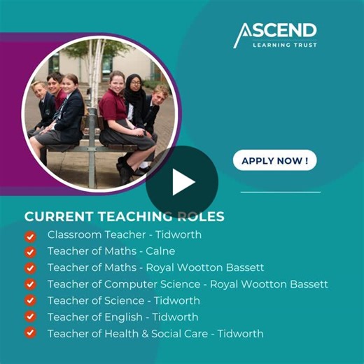 #teachingjobs #educationcareers #joinourteam #teachingopportunities #trustvacancies | Ascend Learning Trust