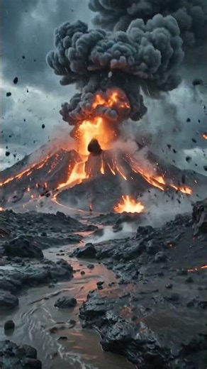 Volcanic eruption in heavy rain