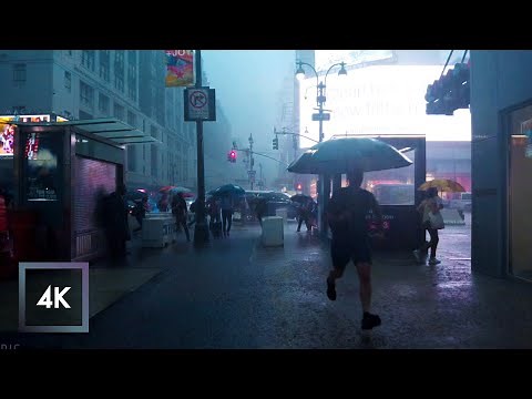New York Downpour, Walking in the Rain Manhattan, NYC, Binaural Rain Sounds